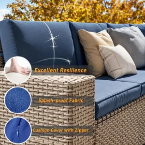 6-Piece Outdoor Patio Furniture Set with Convertible Sofa, Hidden Storage, Cushions & Coffee Table – All-Weather Rattan Sectional