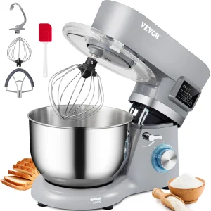 SucceBuy 5.8 Qt Stand Mixer – 6-Speed Electric Dough Mixer with LCD Timer, Tilt-Head Design & Stainless Steel Bowl