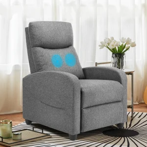 Grey Fabric Recliner Massage Chair – Modern Adjustable Sofa