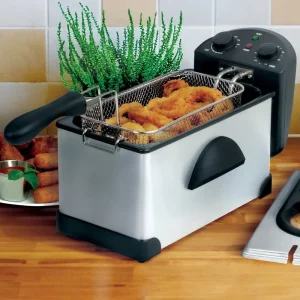3.17 Qt Electric Deep Fryer – Stainless Steel Fryer with Timer, Adjustable Temperature Control, Non-Stick Basket & Viewing Lid
