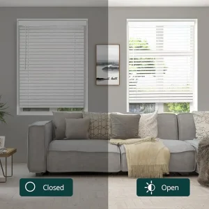 Faux Wood Venetian Blinds – 95% Blackout, Waterproof & Easy-Clean Window Shades with Smooth Manual Wand Control