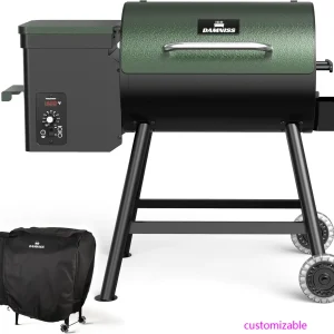 Electric Wood Pellet Smoker Grill – 456 SQ. IN. Cooking Area with Auto-Feed & PID Temperature Control (180-450°F), 8-in-1 BBQ Grill + Rain Cover