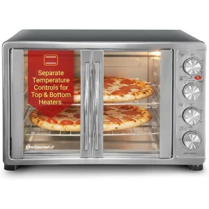 Elite Gourmet French Door Convection Oven – 47.5Qt, 18-Slice Countertop Oven with Bake, Broil, Toast & Rotisserie Functions
